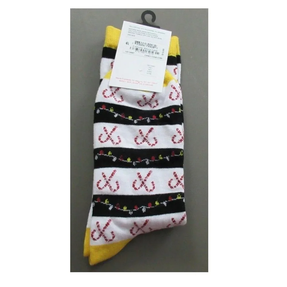 Club Room Men's 1-Pair Holiday Crew Socks, Candy Cane Stripe, Shoe Size 7-12